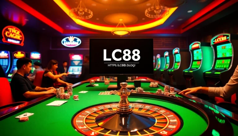 Experience thrilling casino excitement at https://lc88.blog/ with players betting at roulette tables.