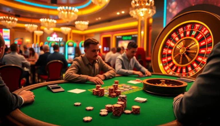 Experience excitement at https://uu88kyc.com/ with eager players enjoying an engaging blackjack game at a lavish casino.
