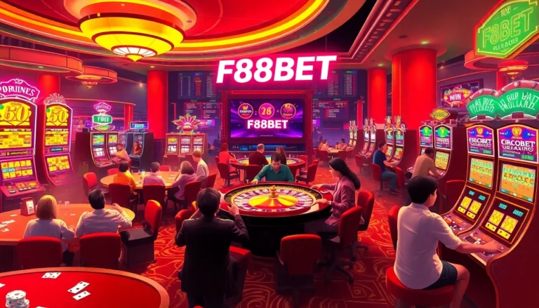Experience the thrill of winning at F88BET's bustling casino with roulette and poker games.
