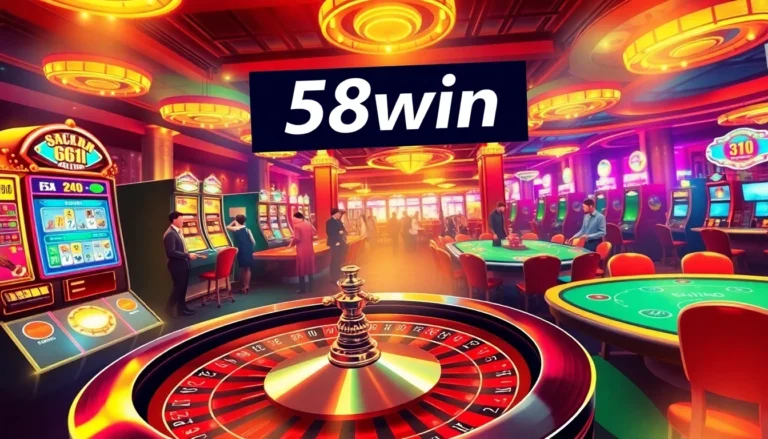 Experience the thrill of betting at 58win's bustling casino, featuring roulette, poker, and slot machines.